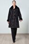 Black Red Raven Double-Sided Fur Detailed Genuine Leather Women's Coat - 5