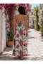 The Most Eye-Catching Style of the Summer |   Women's Strappy Floral Patterned Slit Midi Single Jersey Dress - 5