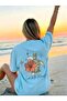 Oversize Cotton T-Shirt with Turtle and Flower Print, Relaxed Fit, Unisex