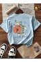 Oversize Cotton T-Shirt with Turtle and Flower Print, Relaxed Fit, Unisex - 5
