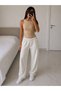 Women's Halter Neck Camisole Cream Color Tank Top - 3