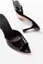 Zri̇n-716 Black Patent Leather Pointed Toe Heeled Slippers 9 cm - 5