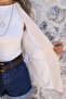 Beige Linen Striped Lined Blazer - 4