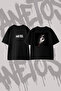 Mj Glove Design Printed Oversize Crew Neck T-Shirt Black