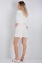 Women's Kimono Collar Tie-Front Seersucker Shorts Set - Top and Bottom Two-Piece Set - 5