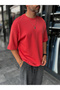 Red Two-Thread Basic Oversize T-Shirt Es-71-149 - 4