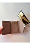 Women's Dark Mink Envelope Cover Gold Lock Mini Card Holder Wallet - 4