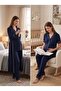 New Season Navy Blue Ribbed Summer Full Buttoned Design Short Sleeve 100% Cotton Maternity Pajama Set - 7