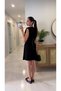 Elore Black Padded Waist Dress with Lace Detail - 3