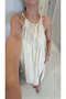 Votel Beige Hair Braid Detailed Lined Linen Dress - 2