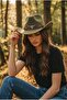 Women's Internally Adjustable Metal Buckle Patterned Cowboy Hat Fedora Hat - 3