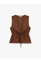 V-Neck Sleeveless Blouse with Tie Detail - 3