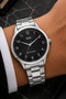 Men's Silver Metal Cord Black Dial Numeral Wrist Watch 2 Year Warranty