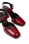 Zri̇n-40450 Premium Burgundy Patent Leather Daily Open-Back Heeled Shoes 8 cm - 5