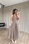 Khaki Salmon Plaid Halter Neck Lined Dress - 6