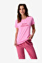 Women Morning Short Sleeve Capri Pink Pyjama Set - 2