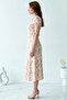 Ecru Lace-Up Collar Watermelon Sleeve Floral Midi Dress - 3
