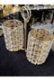 Crystal Square Stone Gold Spoon Holder Presentation Holder Double Set - 4