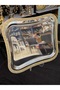 6 Pieces Rectangular Gold Stone Engraved Single Person Metal Coffee Presentation Promise Engagement Ring Tray 26X22 cm - 8