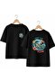 Just Go Flow 100% Cotton Oversize Loose Regular Fit Crew Neck T-Shirt with Back and Front Chest Print