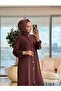 26640 طقم تونيك طويل بأزرار معدنية أمامية باللون البني