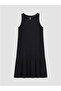 Black Crew Neck Textured Dress - 3