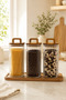 1850 ml Square Glass Jar Set of 3 – with Wooden Handle Lid, Wick, and Storage Container - 7