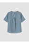 Özmarka New Season Blue Collar Embroidered 100% Cotton Blouse - 6