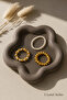Women's 3-Piece Gold Pearl Beaded Elastic Ring Set Flexible Fishing Line String Joint Ring - 6