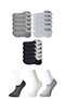 Black Gray and White Men's Invisible Socks 15 Pairs