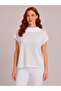 Women's White Relaxed Fit Knitwear Short Sleeve T-Shirt