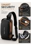 Crossbody Bag | 33 cm Chest Bag With Lock And USB Port | Large Anti Theft Shoulder Bag | One Shoulder Motorcycle Travel Work Bag Black Brown - 2