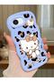 iPhone 16E Compatible Case with Camera Protector Blue Silicone Couple Phone Case Kitty Pattern