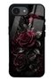 iPhone 16E Obsidian Burgundy Roses Design Glossy Phone Case