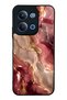 Xiaomi Redmi 15C Glossy Phone Case with Burgundy Gold Marble Design