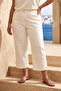 Plus Size Women's Below Knee Bead Embroidery Detail Jeans Capri 04 Ecru - 3