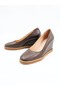 Women's Genuine Leather Wedge Heeled Shoes Brown - 4