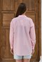 Pink Women's Striped Oversized Shirt with Wrinkle Detail - 5