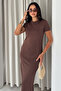 Soft Motion Women's Lycra Crew Neck Slit Maxi Dress - 3