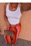 Lace-Up Colorful Striped Wide Leg Women's Trousers 0139 - 4