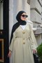 Women's Brooch Detail Waist Tie Long Linen Cardigan Pistachio Green - 3