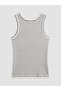 Lcwaikiki Basic Navy Blue U-Neck Striped Women's Undershirt - 3