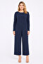 Women's Plus Size Navy Blue, Back Hidden Zipper Closure, Wide Leg Jumpsuit 65N39592 - 5