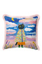Cute Cat Cloud Moon Star Fairy Tale Fringed Pillowcase - Sky Pink Tassel Throw Pillow Cover - 4