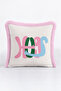 Hugging Arms Written Pop Art Fringed Pillowcase - Pink Tassel Throw Pillow Cover with Abstract Figures - 6