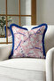 Sakura Flower Elegant Chic Fringed Pillowcase - Japanese Bohemian Pink Navy Blue Tassel Throw Pillow Cover - 5