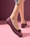 Sintra Burgundy Satin Polka Dot Bow Ballerina Flats - 4