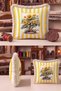 Striped Sunflower Motif Fringed Pillowcase - Botanical Country Yellow Mink Tassel Throw Pillow Cover - 7