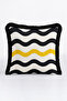 Wave Pattern Fringed Pillow Cover - Geometric Stripe Bohemian Yellow Black Tassel Throw Pillow Cover - 3