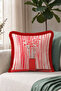 Striped Floral Decorative Vase Fringe Pillowcase - Artistic Red Tassel Throw Pillow Cover - 6